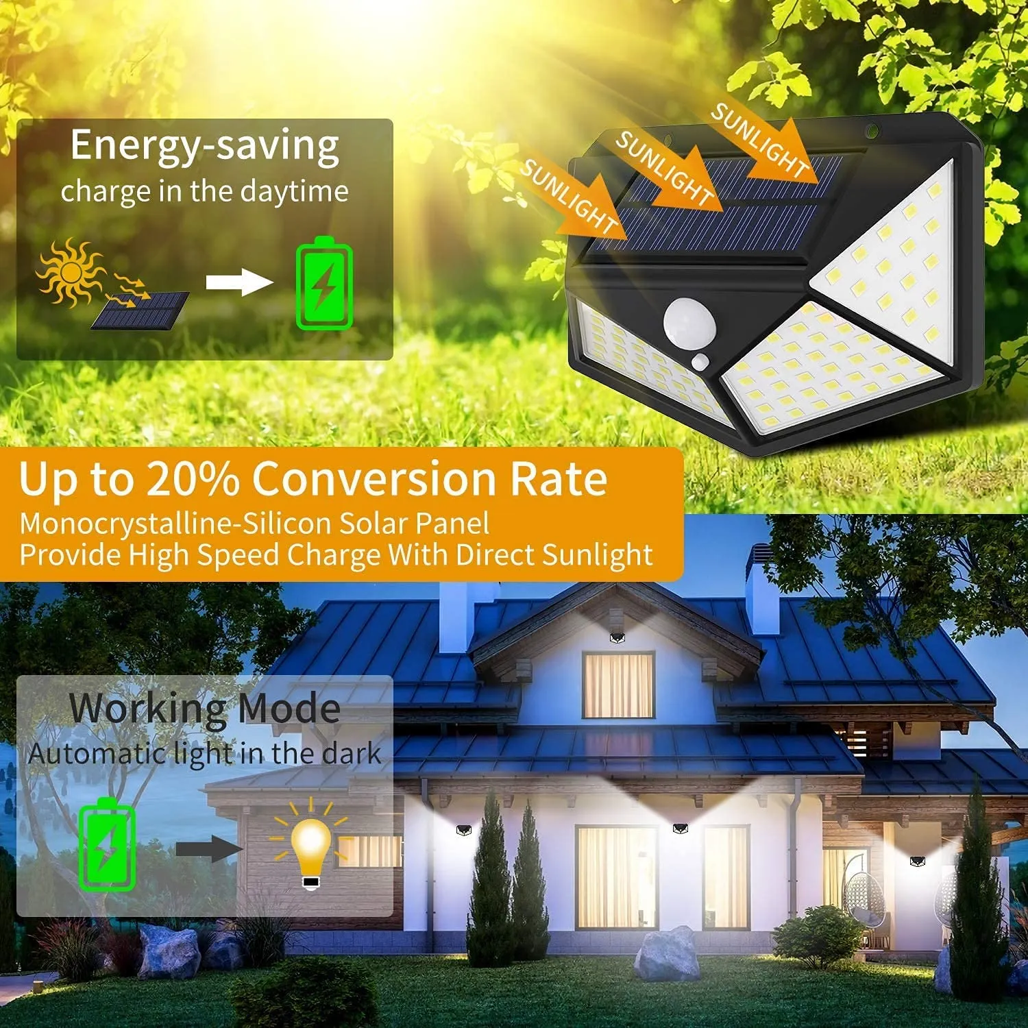 100 Waterproof LED Solar Fairy Lights w/ 8 Modes, IP65, 4 Pack