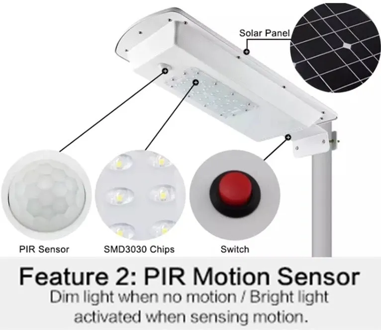 15W 1500LM PIR Sensor All in One Solar Led Street #1076