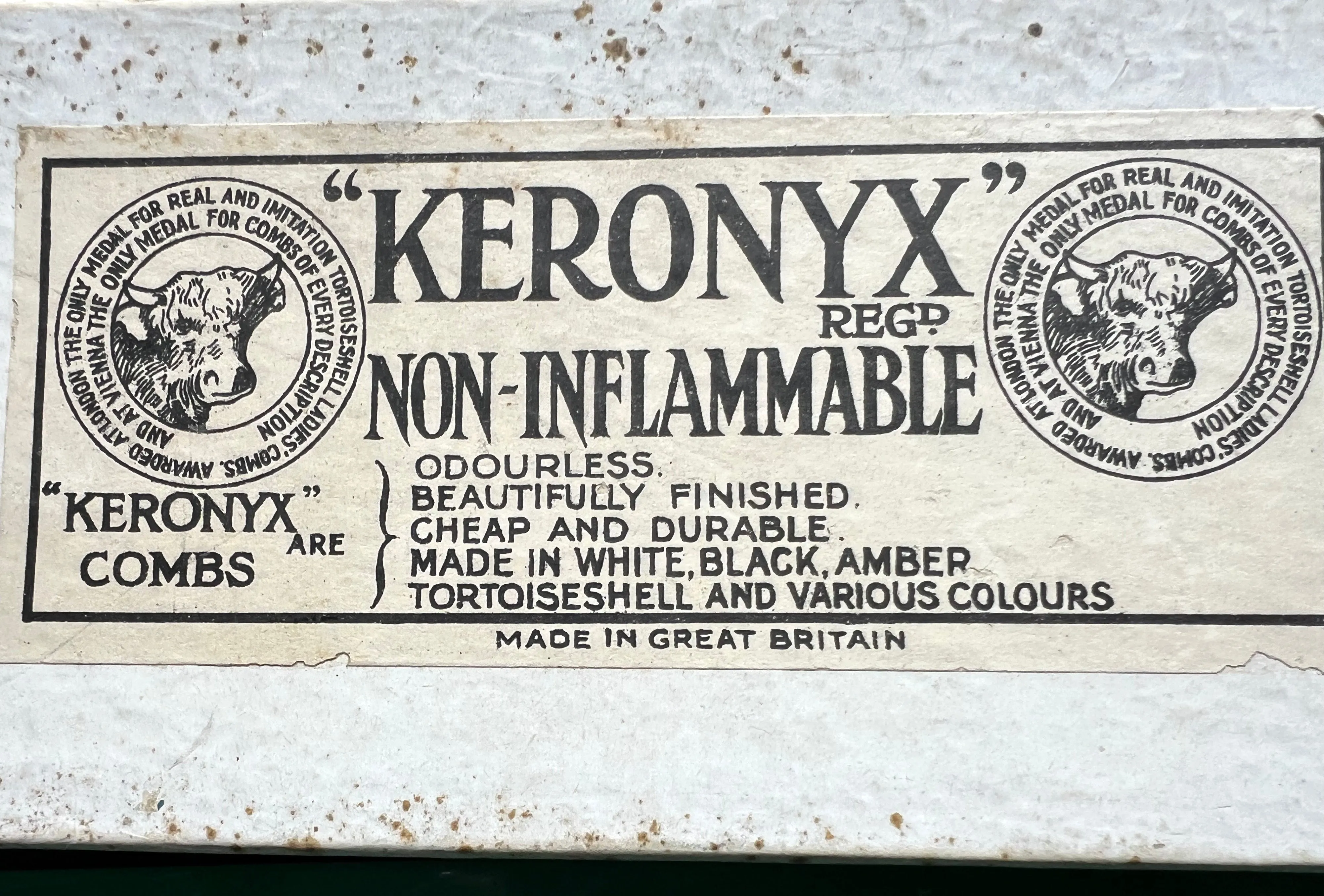 1920s BIG "NON-INFLAMABLE" Combs - KERONYX Aberdeen Combworks