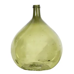 19th Century French Green Glass Demijohn or Dame Jeanne Handblown Bottle