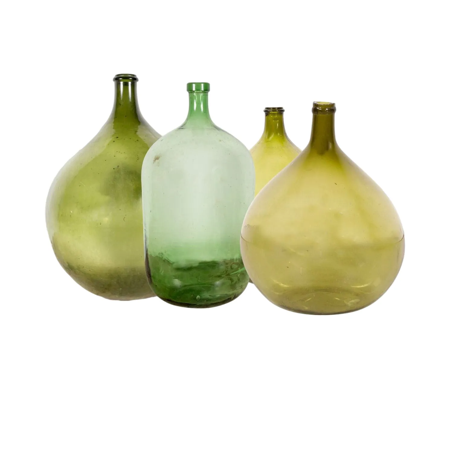 19th Century French Green Glass Demijohn or Dame Jeanne Handblown Bottle