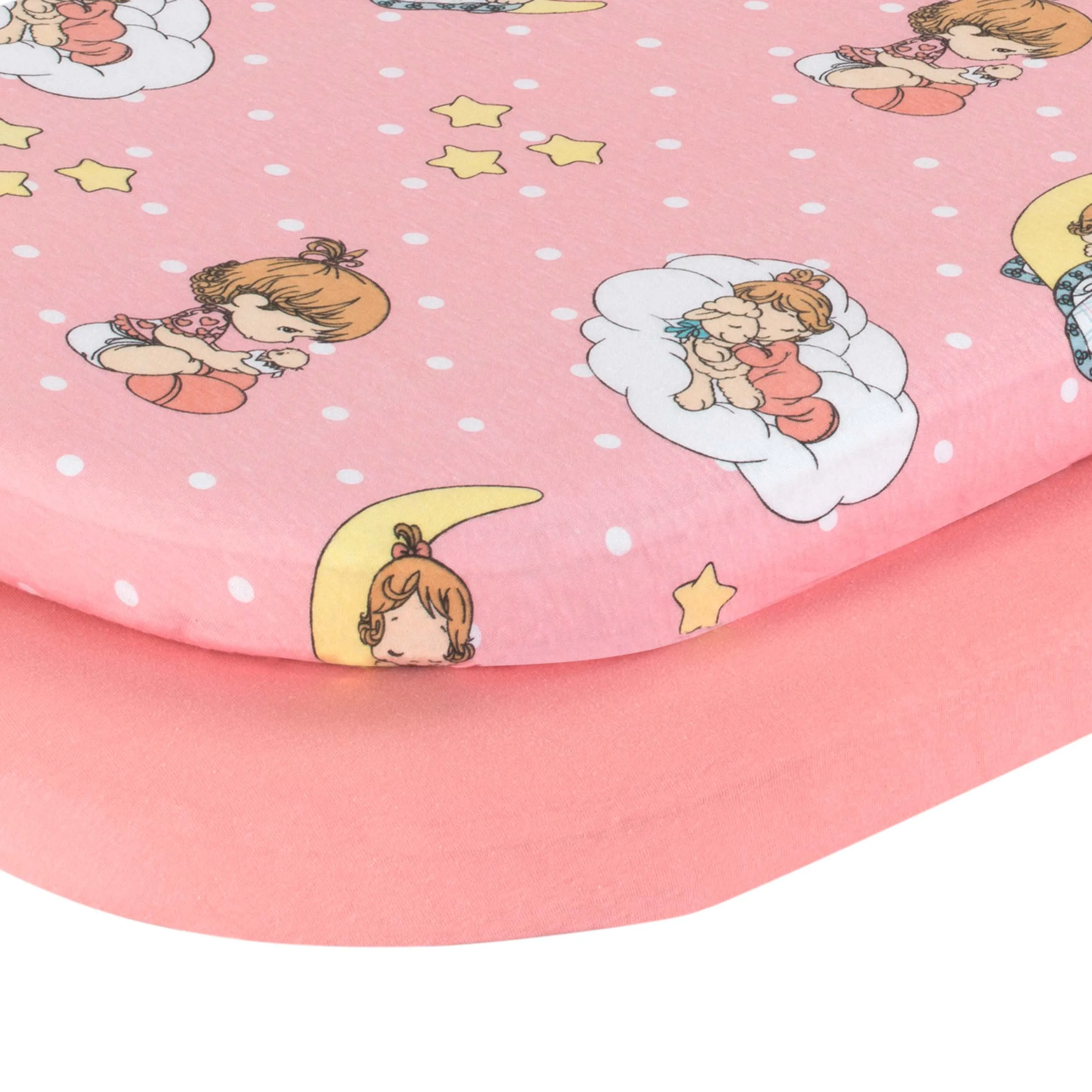 2-Pack Cotton Jersey Knit Bassinet Sheets - Precious Moments Girls