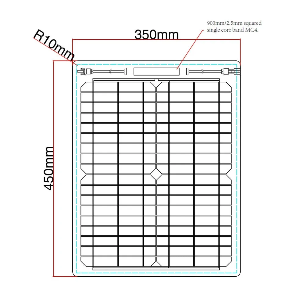 20W WHITE SEMI-FLEXIBLE SOLAR PANEL