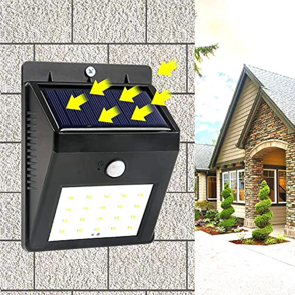 213 Solar Security LED Night Light for Home Outdoor/Garden Wall (Black) (20-LED Lights)