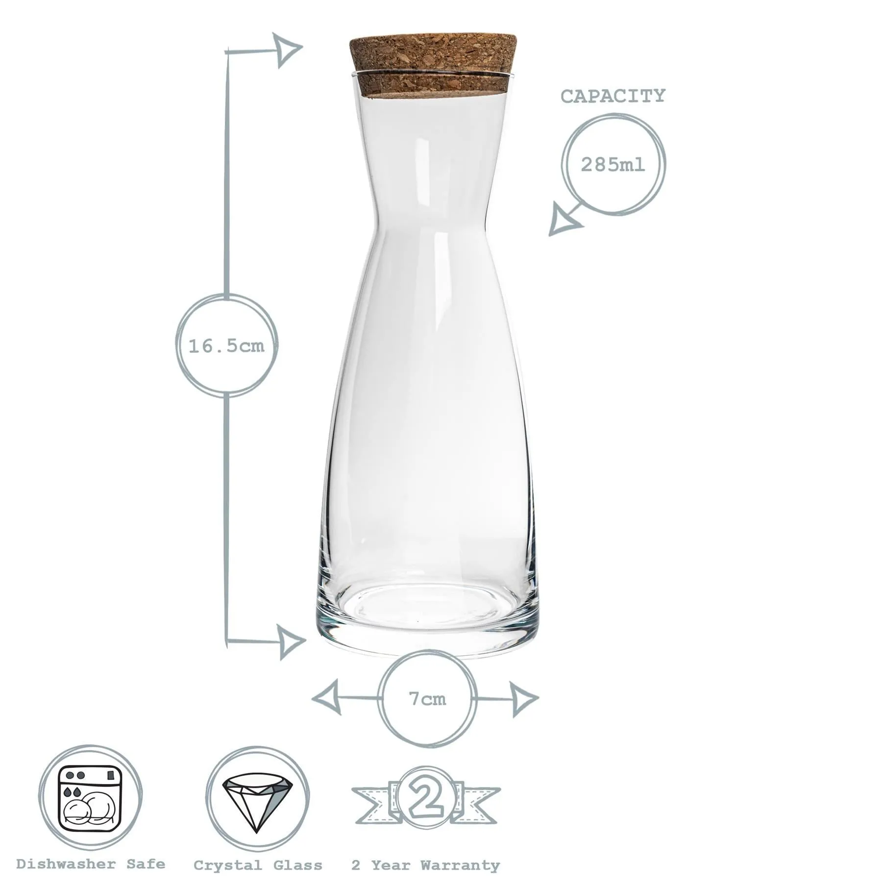 285ml Ypsilon Glass Carafe with Cork Lid - By Bormioli Rocco