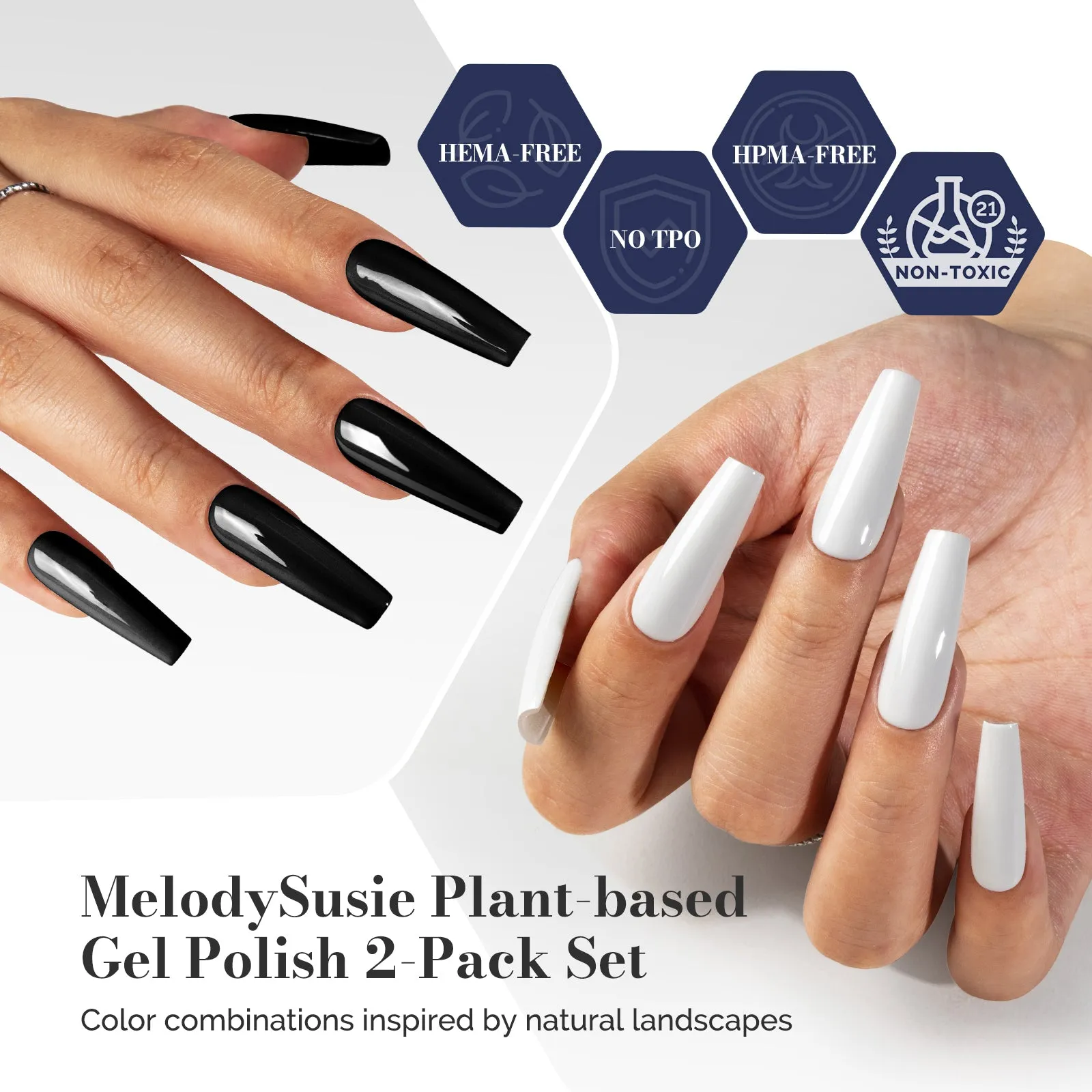 2Pcs Fleurwee Gel Polish - Black&White-P03 P04