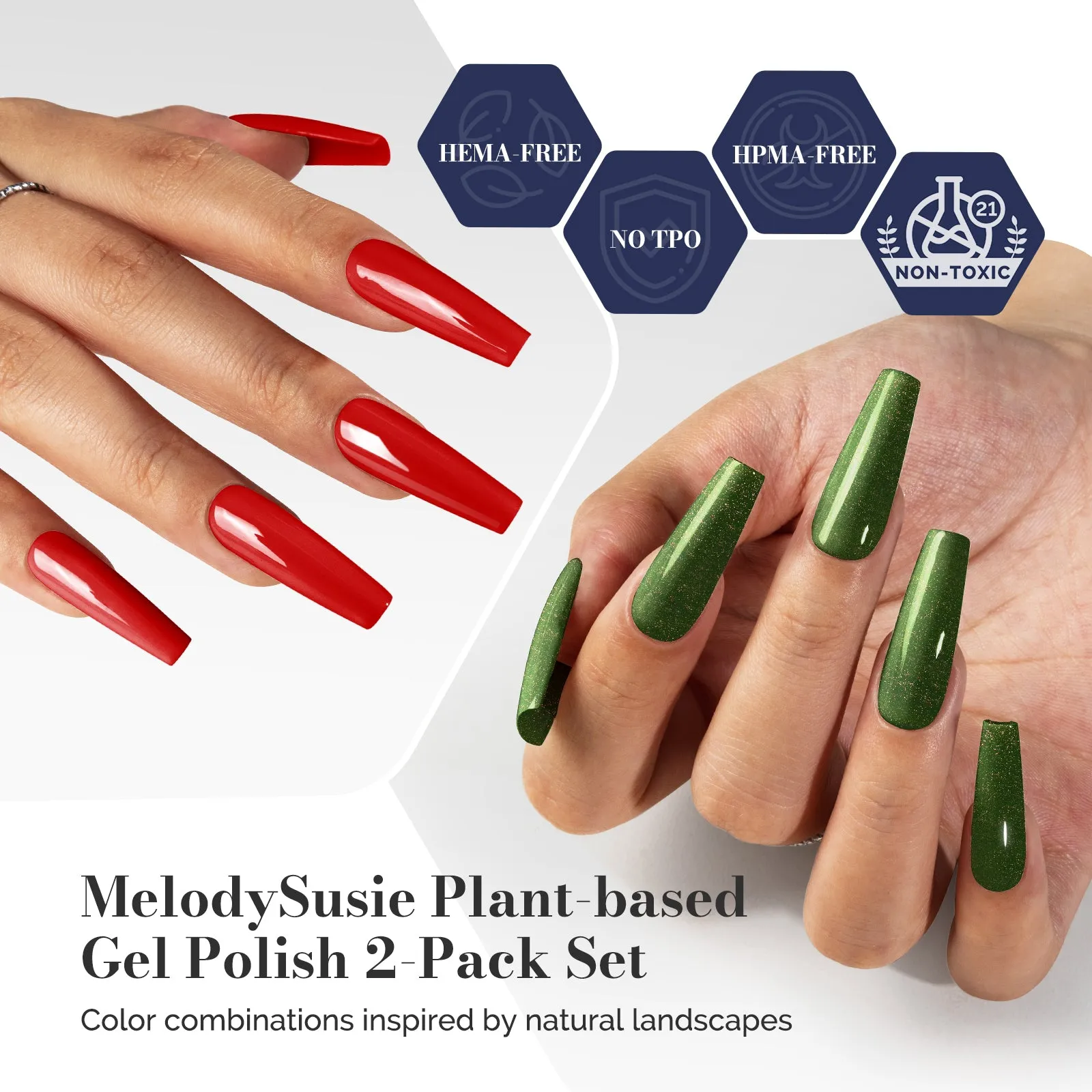 2Pcs Fleurwee Gel Polish - Red&Green-P39 P52