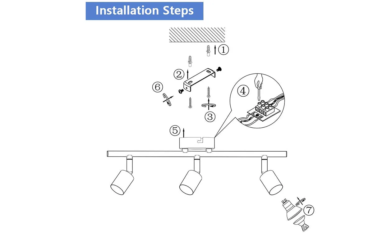 3 Led Light Track Lighting - Ceiling or Wall Mount