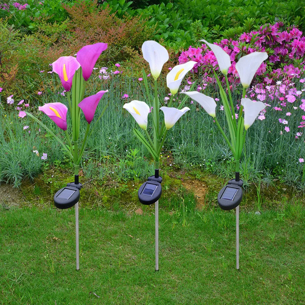 3 Pack Solar Lights Outdoor Garden Stake Flower Lights LED Total 12 Flower