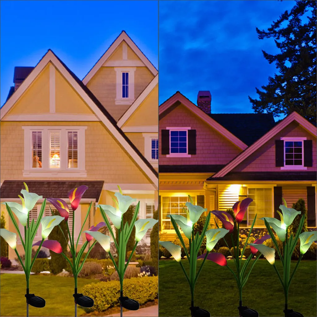 3 Pack Solar Lights Outdoor Garden Stake Flower Lights LED Total 12 Flower