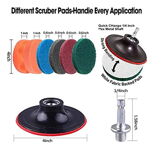 31 Piece Drill Brush Attachments Set, Scrub Pads & Sponge,Power Scrubber Brush with Extend Long Attachment All Purpose Cleaning Kit for Grout, Tiles, Sinks, Bathtub, Bathroom, Kitchen and Automobile