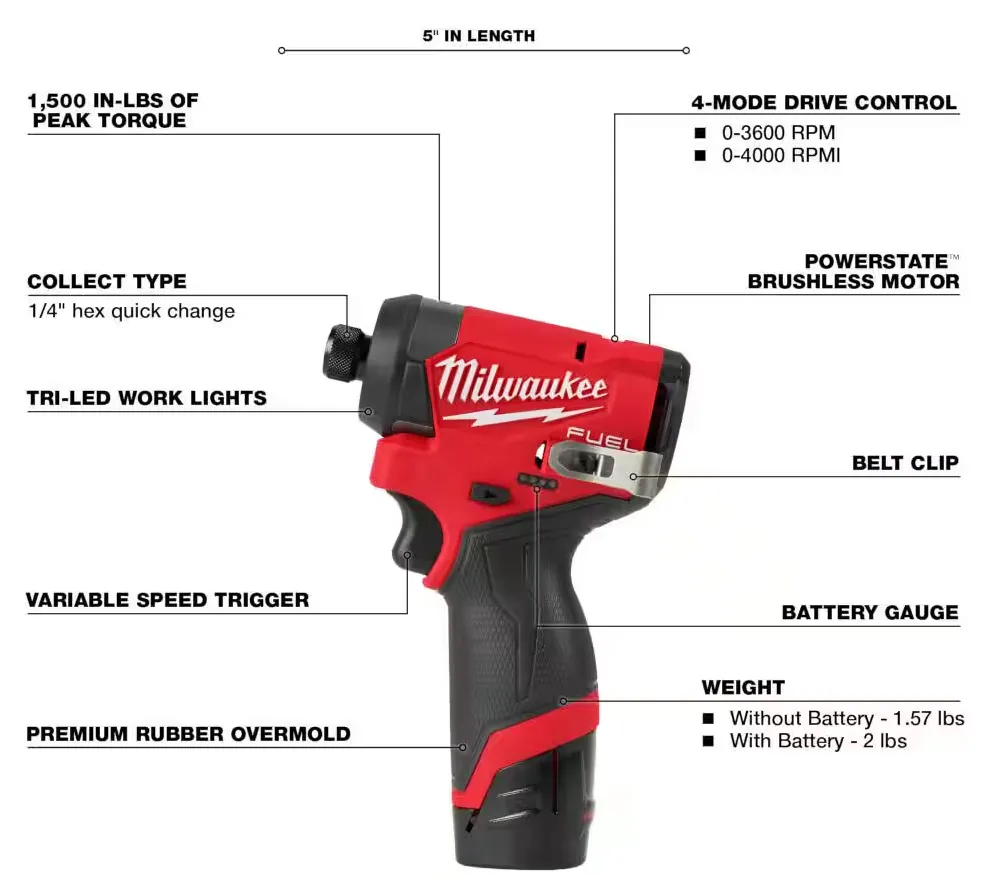 3497-22 Milwaukee M12 Fuel Cordless 2-Tool Combo Kit (3404-20, 3453-20)