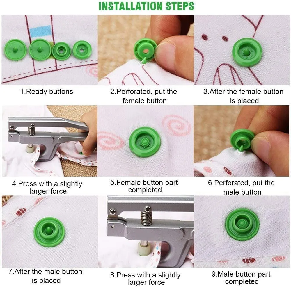 360/150/50 Sets T5 Plastic Snap Button with Snaps Pliers Tool Kit &amp; Organizer Containers,Easy Replacing Snaps,DIY Family Tailor