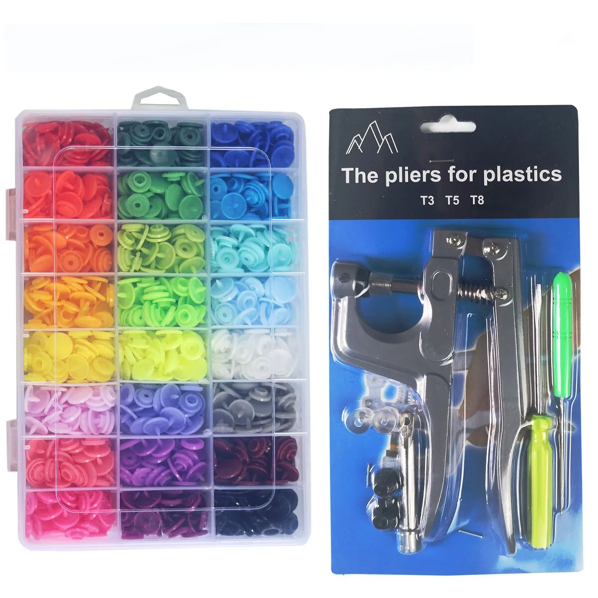 360/150/50 Sets T5 Plastic Snap Button with Snaps Pliers Tool Kit &amp; Organizer Containers,Easy Replacing Snaps,DIY Family Tailor