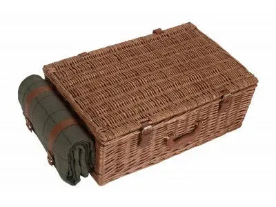 4 PERSON GREEN TWEED HAMPER