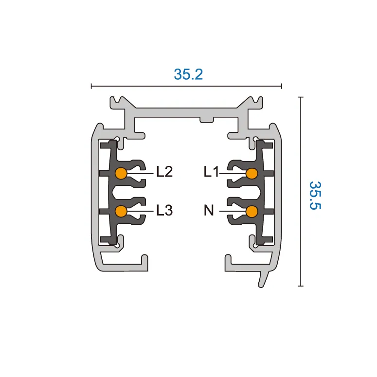 4 Wire Black White Track System 2000mm With Live End