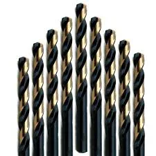 #5 Wire Size Jobber Length Drill Bit - Black and Gold - Split Point - 12 Pack