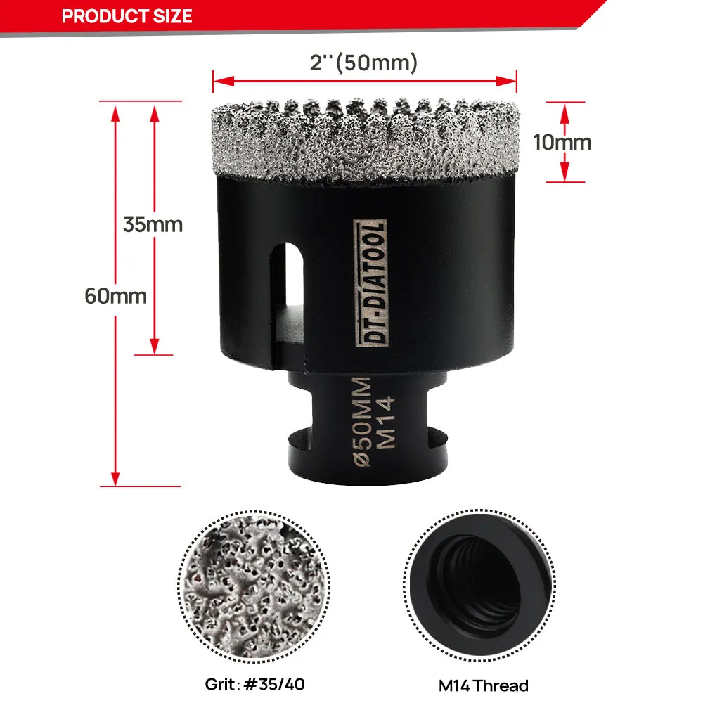 50/100mm Diamond Core Bits Drilling for Ceramic Tile Granite Marble M14 Thread