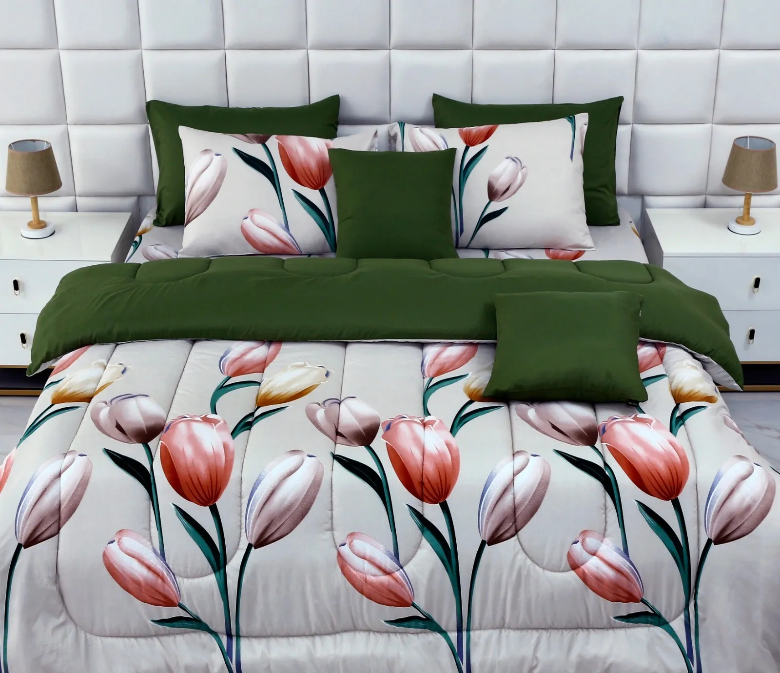 8 PCs Winter Comforter Set- Tulip