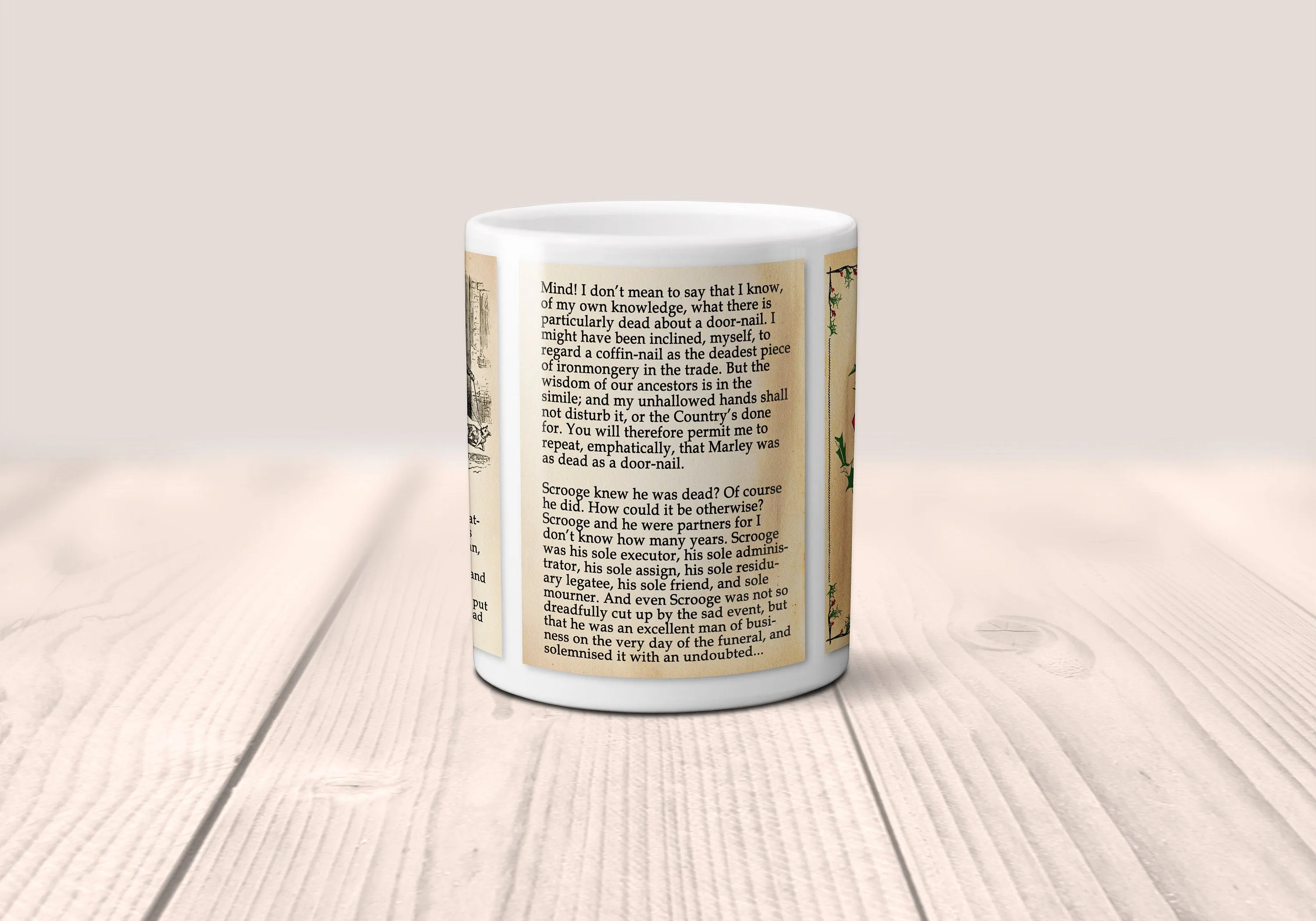 A Christmas Carol by Charles Dickens Mug. Coffee Mug with Christmas Carol book Title and Book Pages, Bookish Gift, Literary Mug.