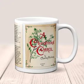 A Christmas Carol by Charles Dickens Mug. Coffee Mug with Christmas Carol book Title and Book Pages, Bookish Gift, Literary Mug.