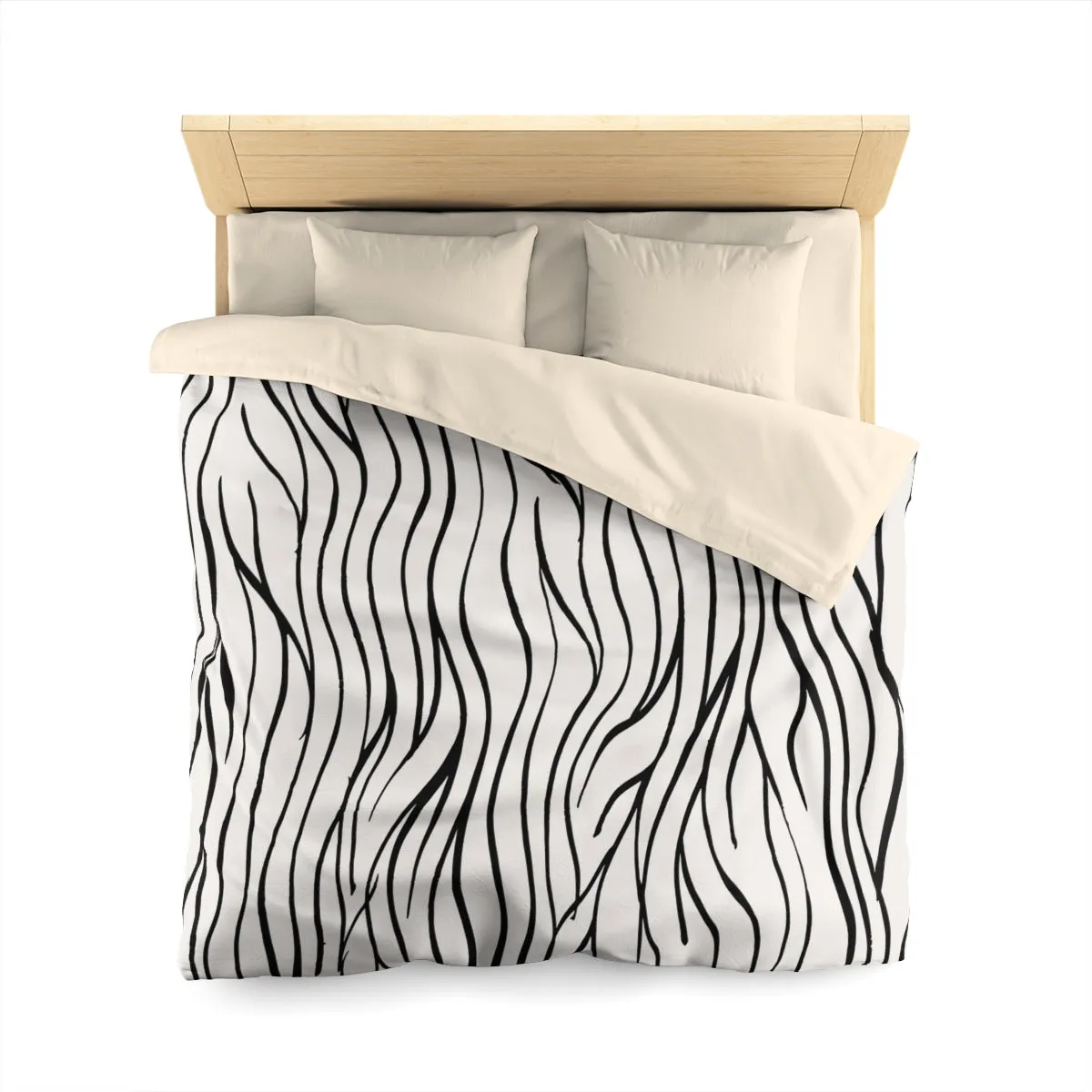 Abstract Duvet Cover | Beige Black Lines