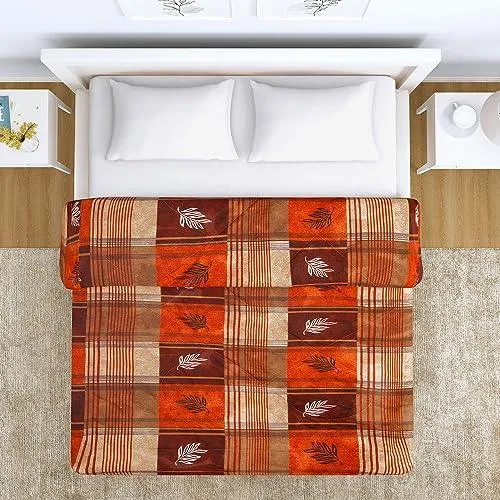 AC Comforter and Bedding Set for Double Bed, Marmalade Orange Fraxinus Leaves