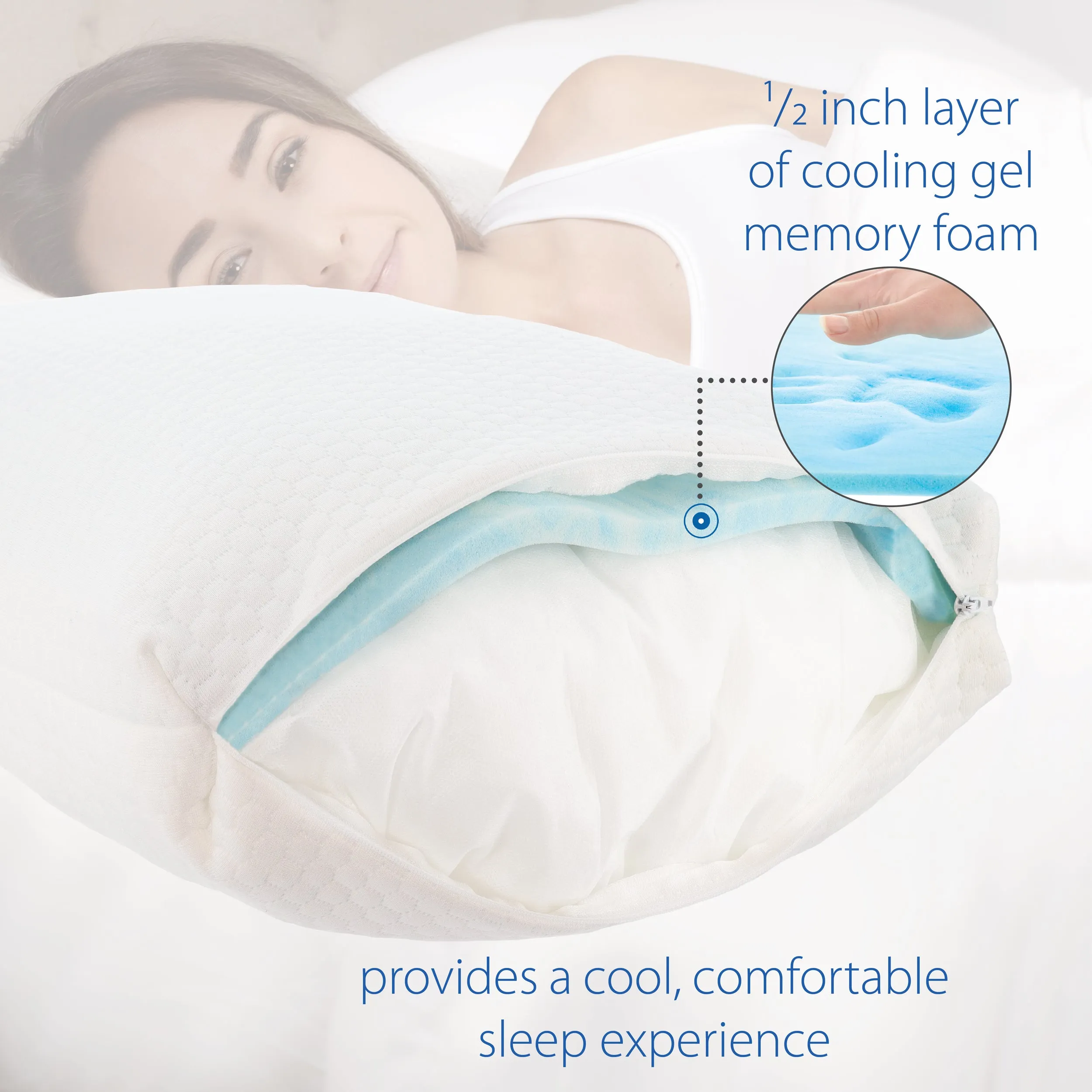 Adjust-A-Loft Fiber Adjustable Comfort Pillow with Cooling Memory Foam Insert, Standard/Full