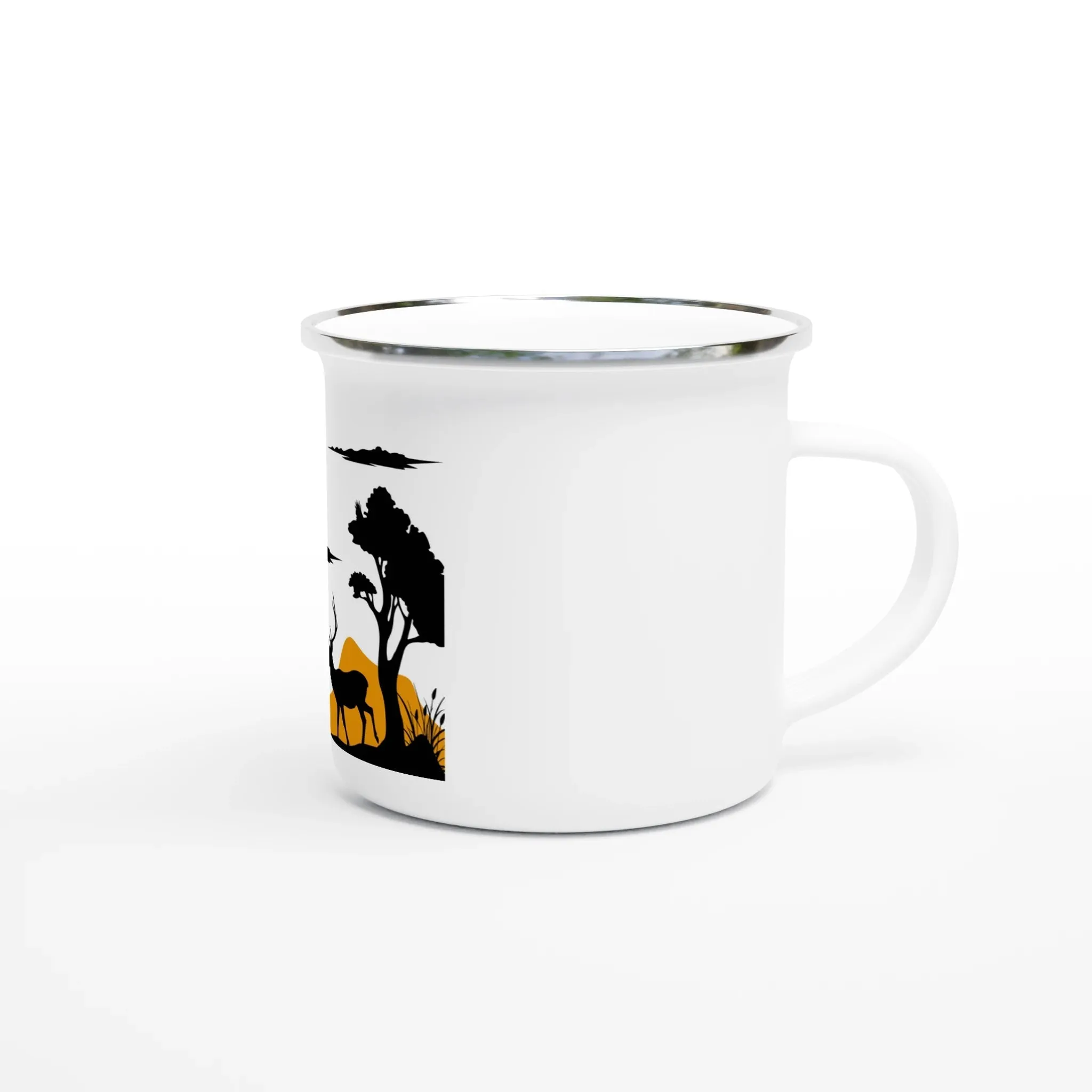 African Animal Silhouette Print in Enamel Mug