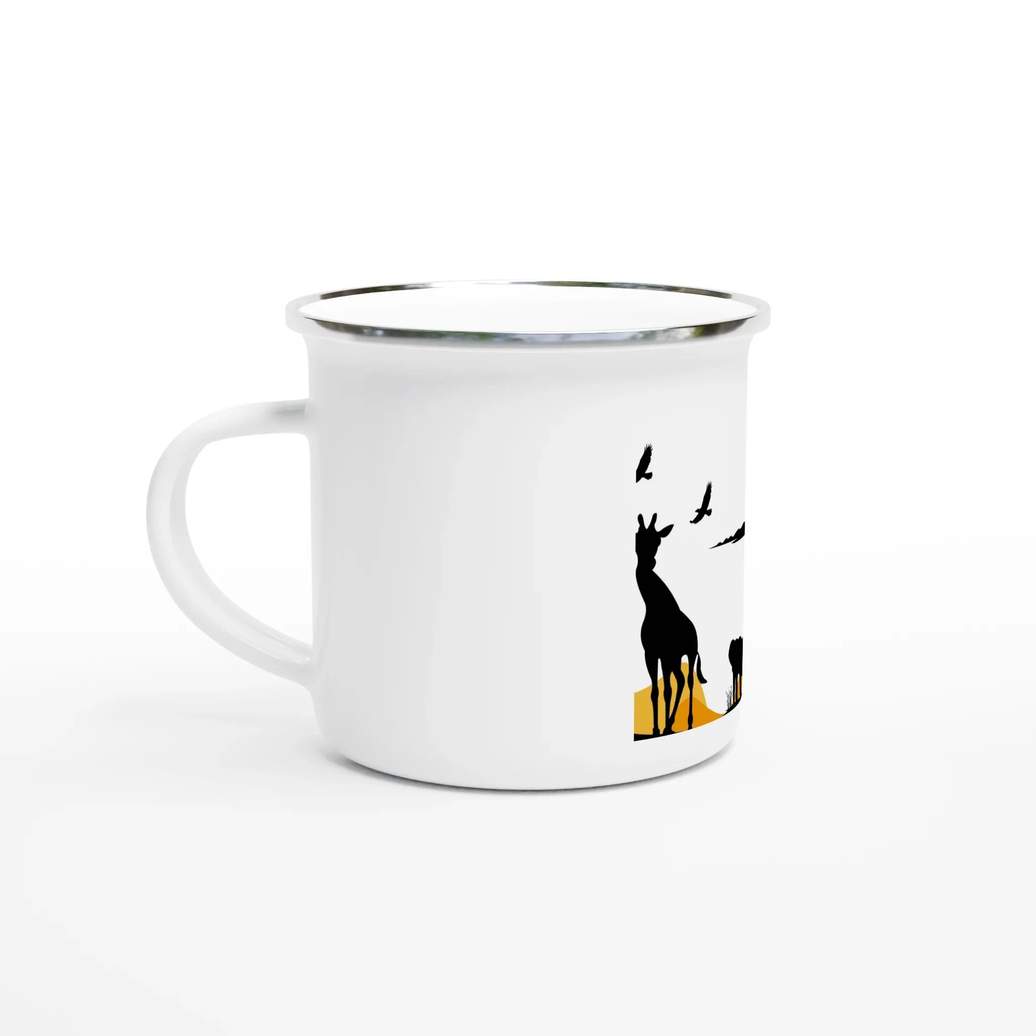 African Animal Silhouette Print in Enamel Mug