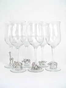 African animals white wine glasses