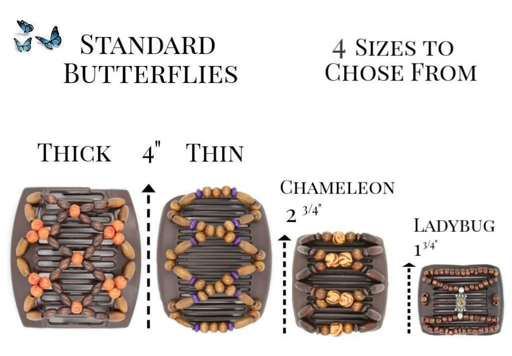 African Butterfly Chameleon Hair Comb - Stones & Bones Black 29