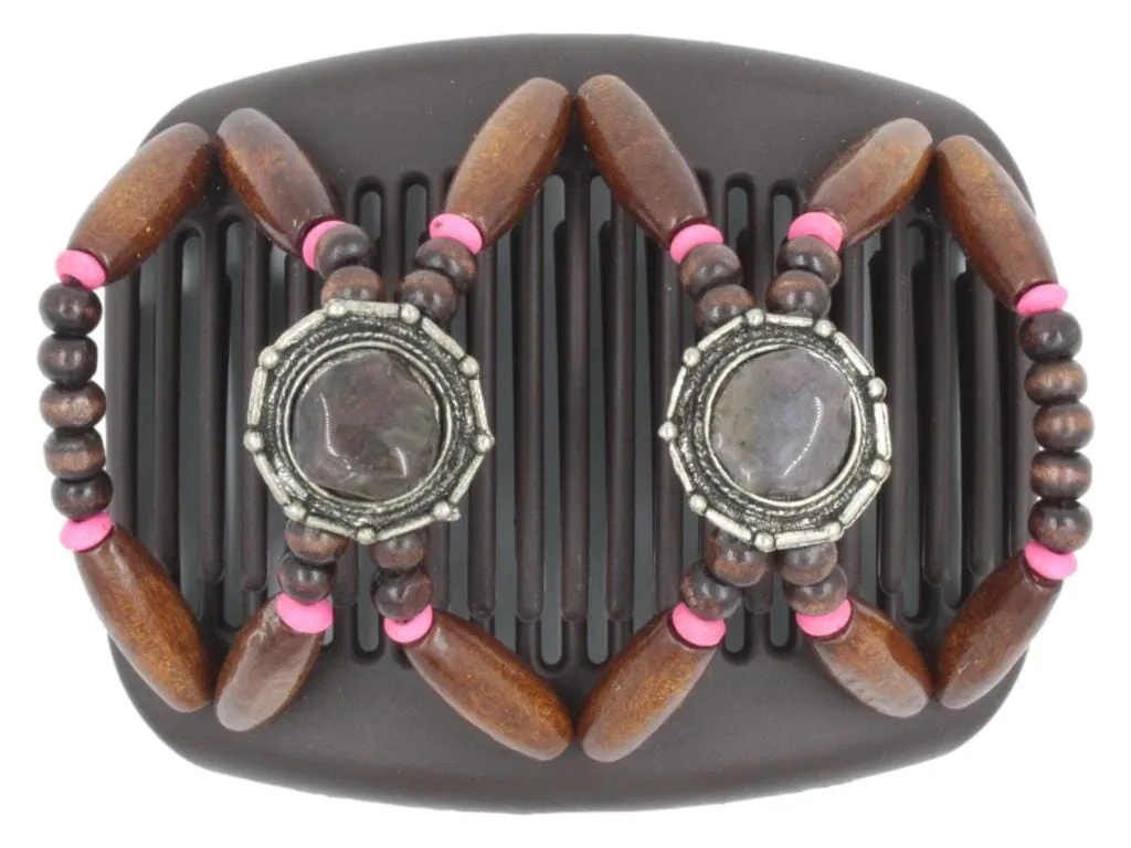 African Butterfly Hair Comb - Gemstone Brown 62