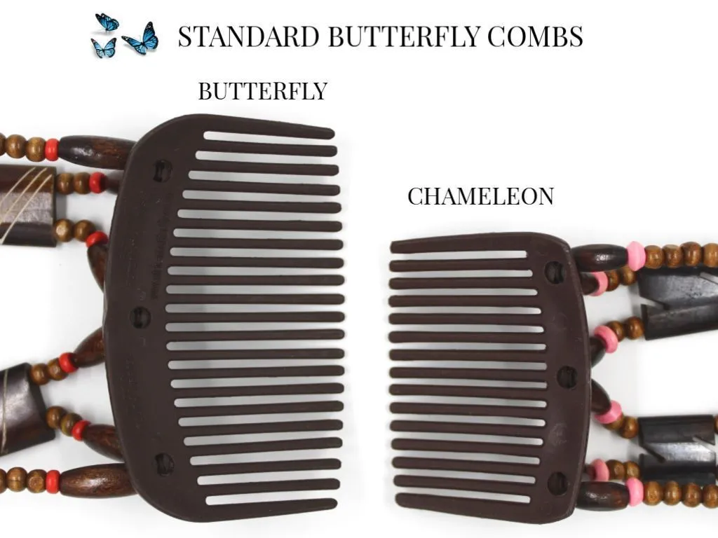 African Butterfly Thick Hair Comb - Beada Black 90