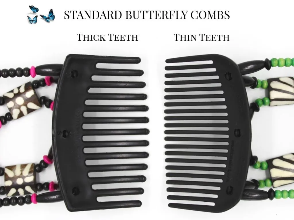 African Butterfly Thick Hair Comb - Beada Brown 188