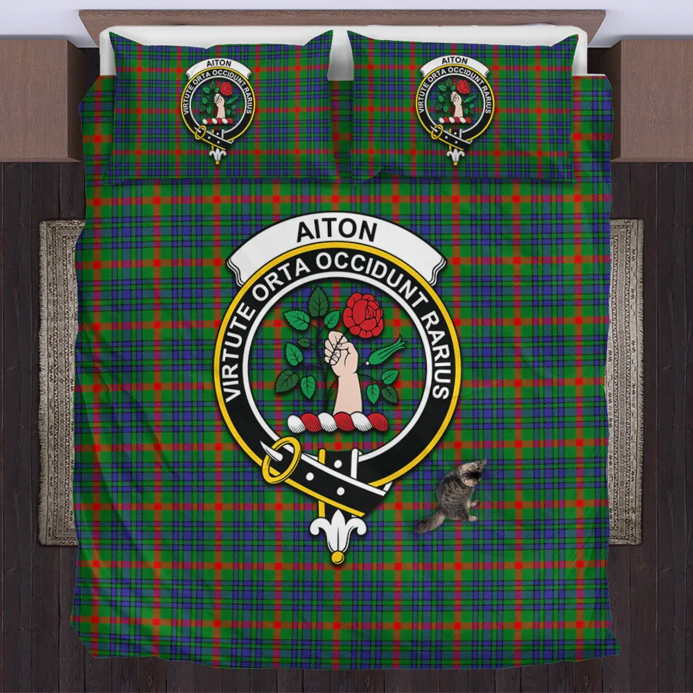 Aiton Tartan Bedding Set with Family Crest