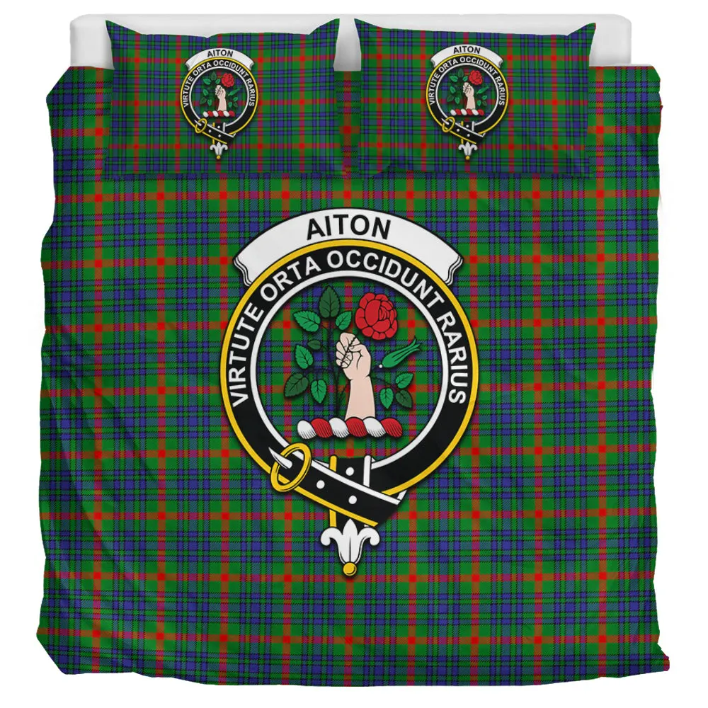 Aiton Tartan Bedding Set with Family Crest