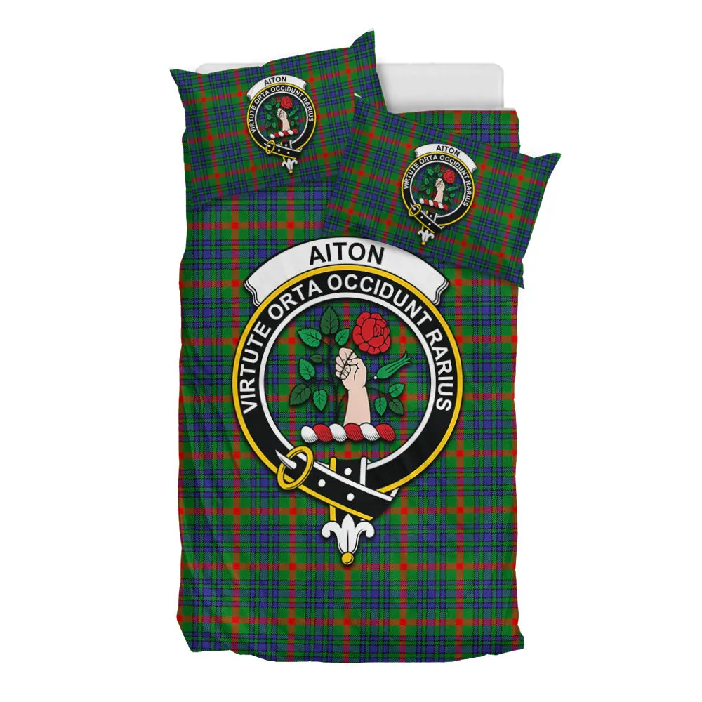 Aiton Tartan Bedding Set with Family Crest