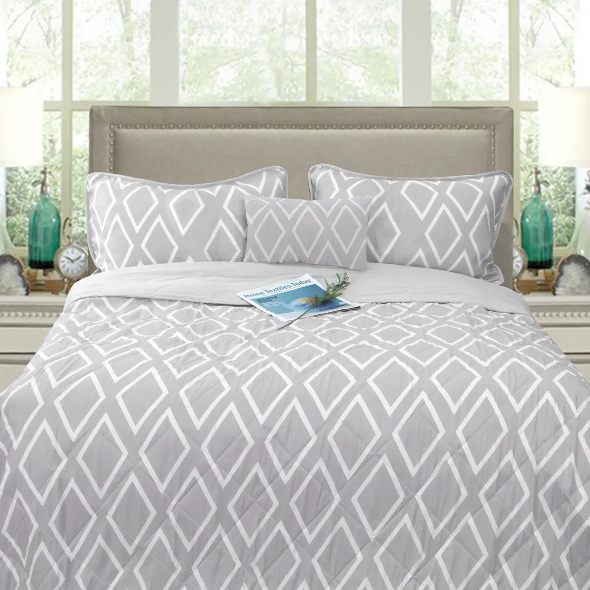 Alena Silver 4 Pcs Ultrasonic Comforter Set King