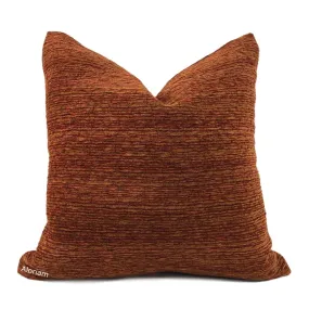 Algonquin Sienna Rust Brown Orange Ridged Chenille Texture Pillow Cover