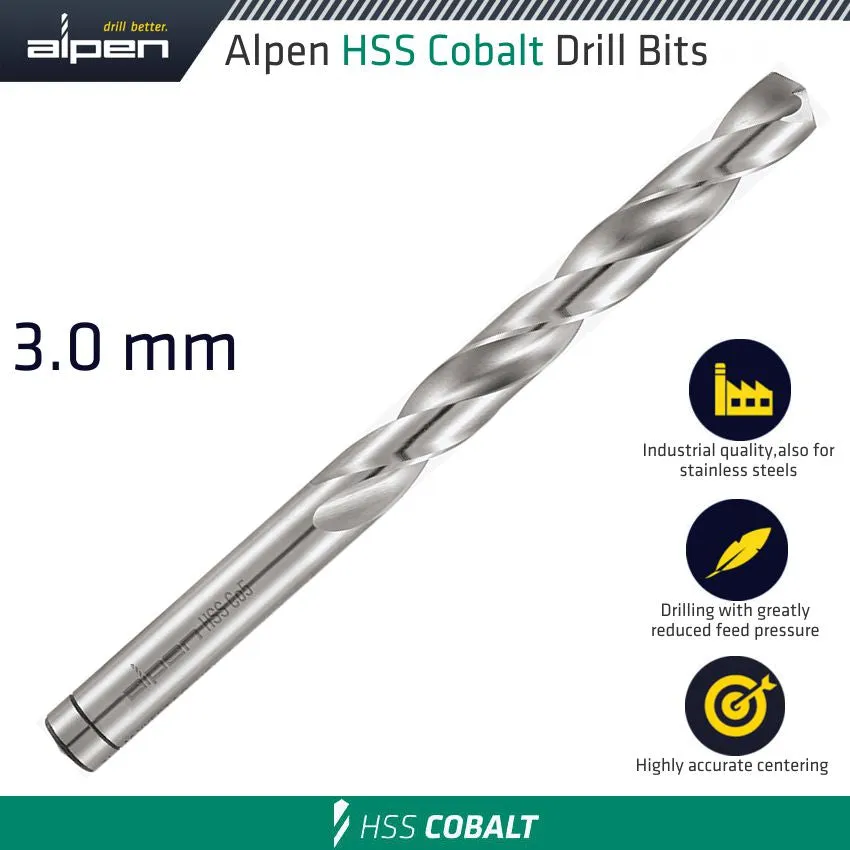 ALPEN HSS COBALT DRILL BIT 3.0MM ALP62303