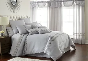 Angers 24 Piece Zig Zag Design King Size Polyester Comforter Set The Urban Port, Gray