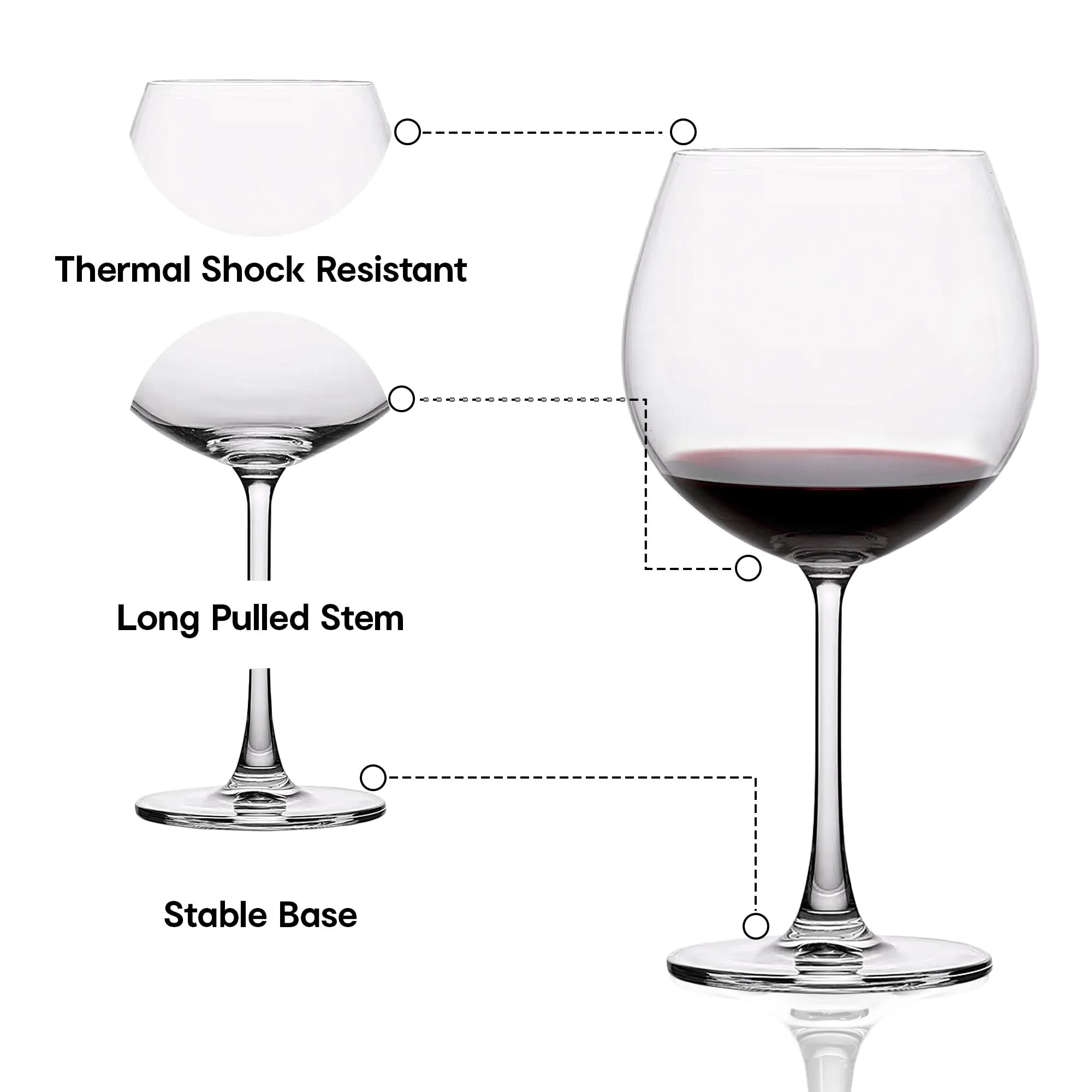 Anko Australia Oversized Designer Wine Glasses Set of 4 | 620ml | Dishwasher Safe Wine Glass Set For All Occassions |Bar Accessories For Home, Restaurants | Ideal Gifting Set |100% Lead & Cadmium Free