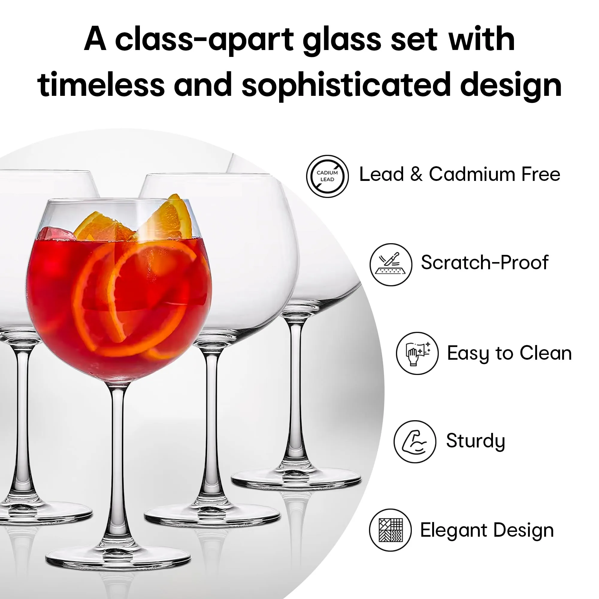 Anko Australia Oversized Designer Wine Glasses Set of 4 | 620ml | Dishwasher Safe Wine Glass Set For All Occassions |Bar Accessories For Home, Restaurants | Ideal Gifting Set |100% Lead & Cadmium Free