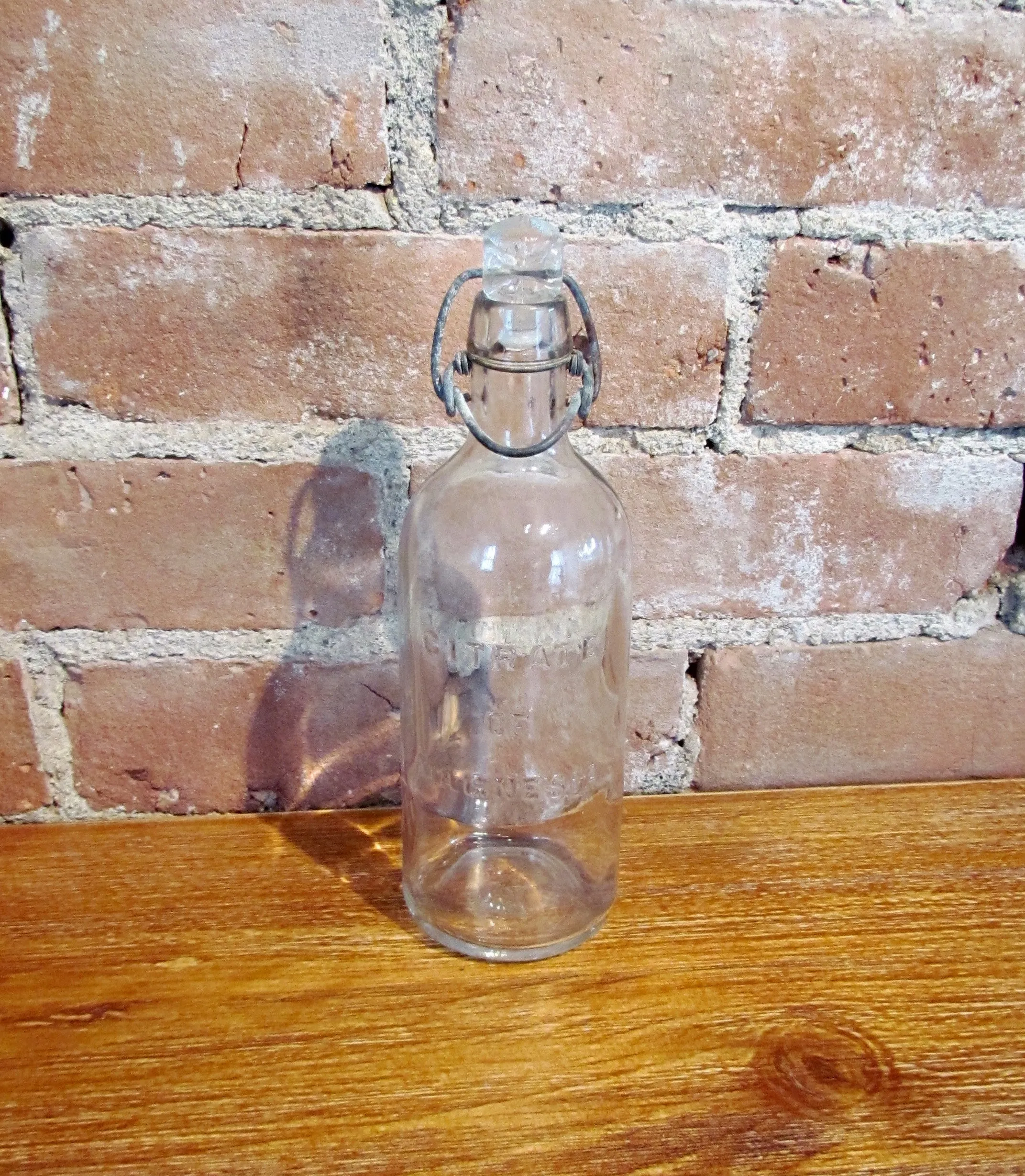 Antique Citrate Of Magnesia Glass Bottle Storage Container