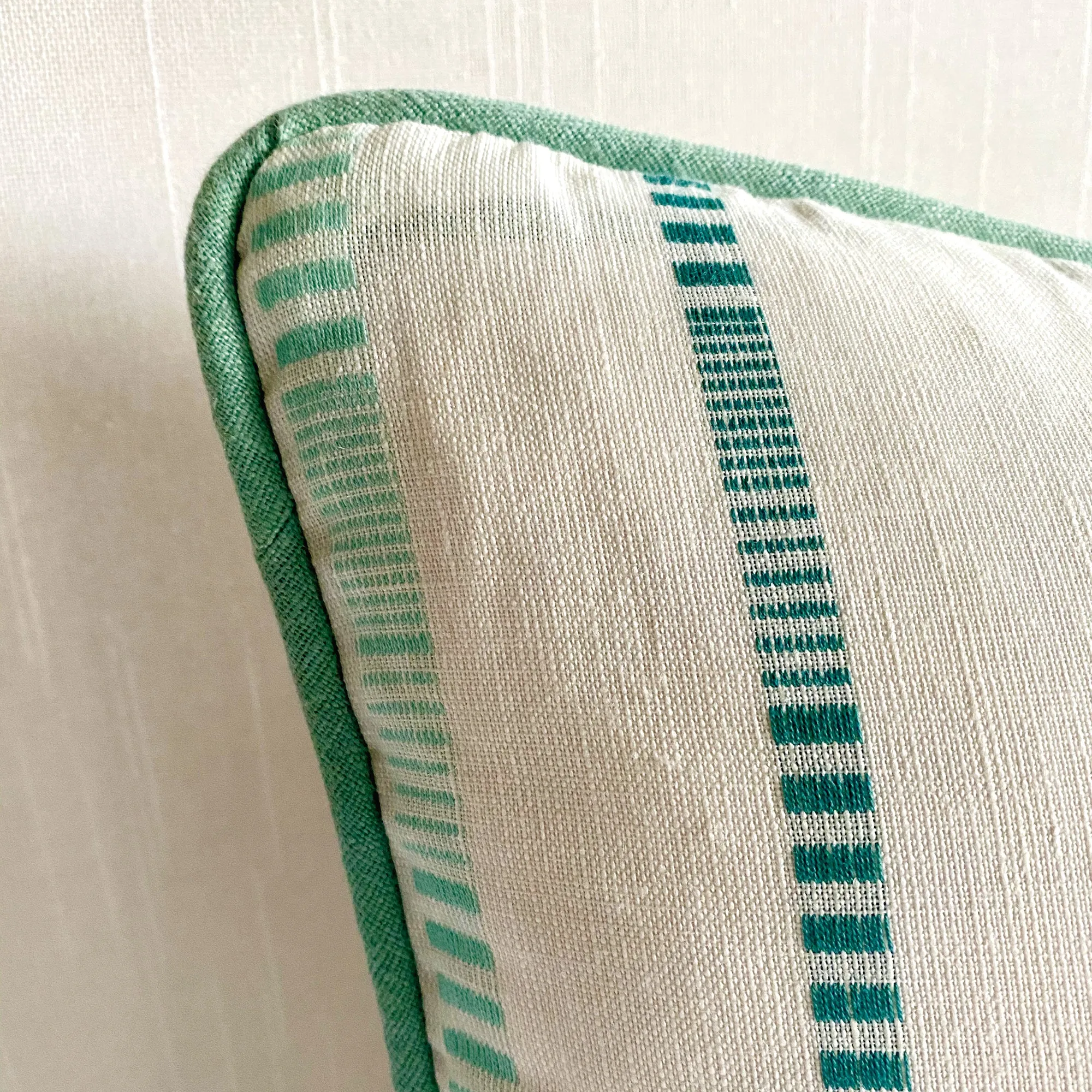 Aqua Striped Linen Blend Standard Sham 20x26