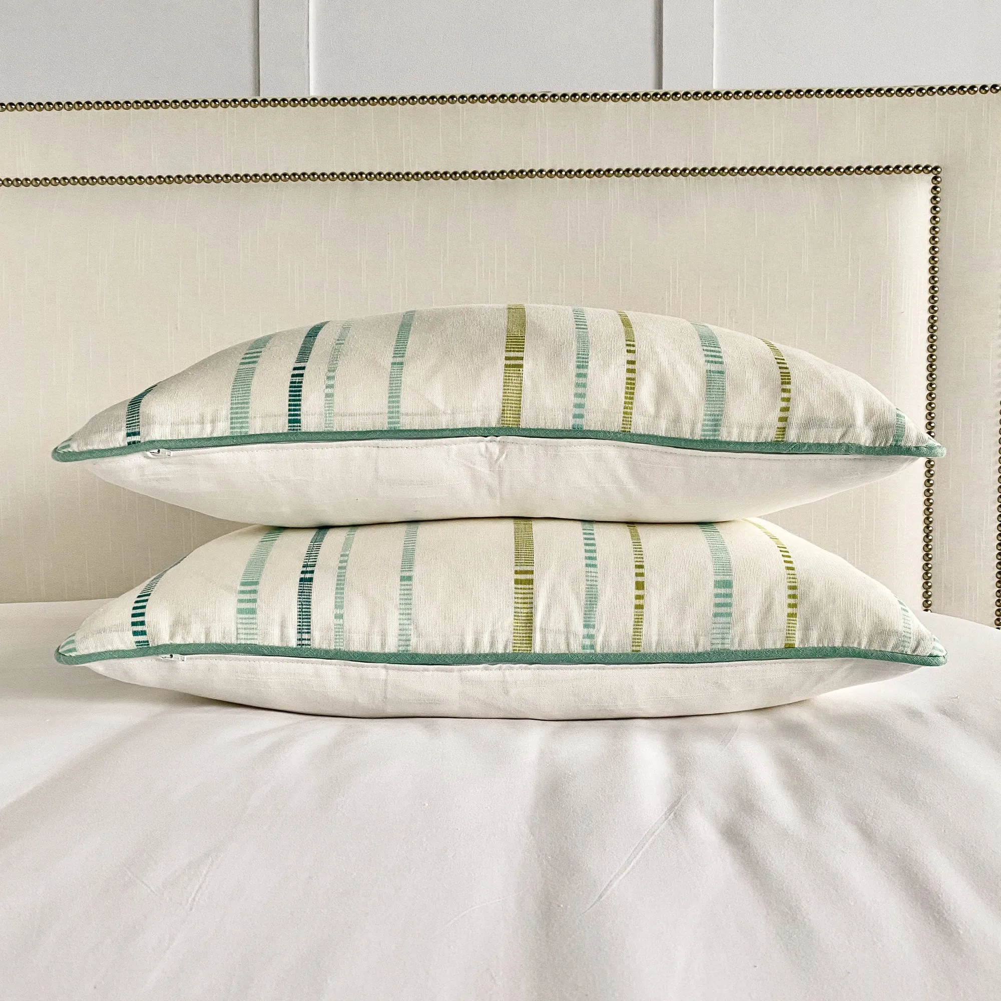 Aqua Striped Linen Blend Standard Sham 20x26