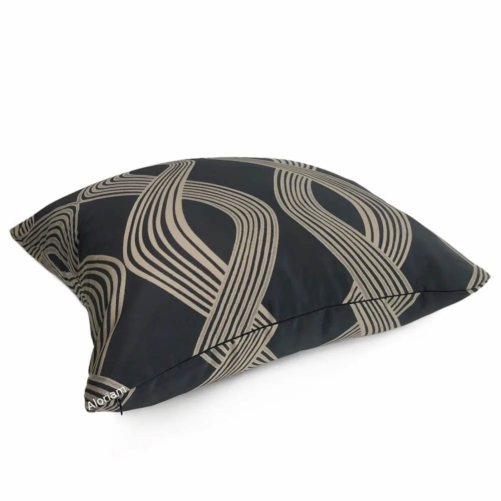 Aria Charcoal Gray Bronze Brown Modern Ribbon Twist Pillow Cover