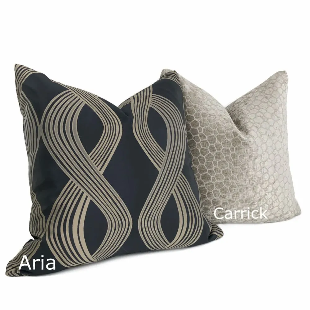 Aria Charcoal Gray Bronze Brown Modern Ribbon Twist Pillow Cover