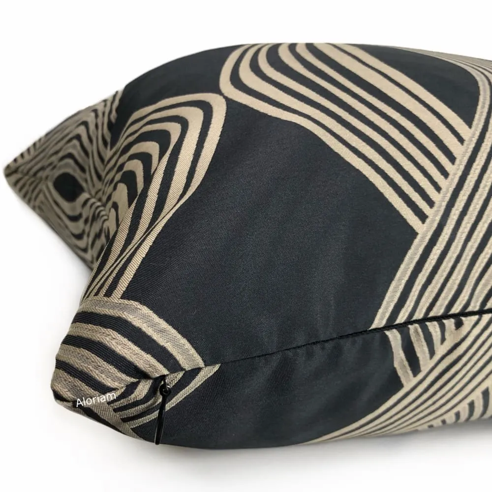 Aria Charcoal Gray Bronze Brown Modern Ribbon Twist Pillow Cover